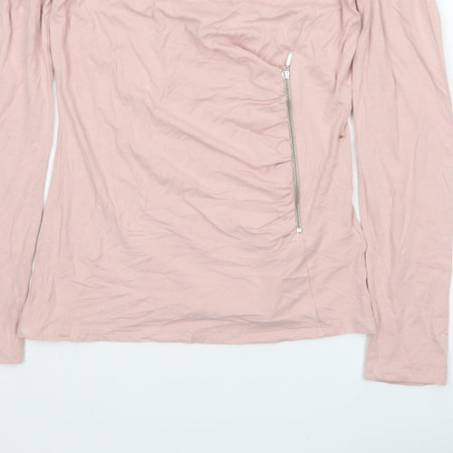 Phase Eight Women’s Pink UK 8 Basic Long Sleeve Zip Jersey Top