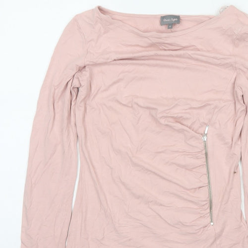 Phase Eight Women’s Pink UK 8 Basic Long Sleeve Zip Jersey Top