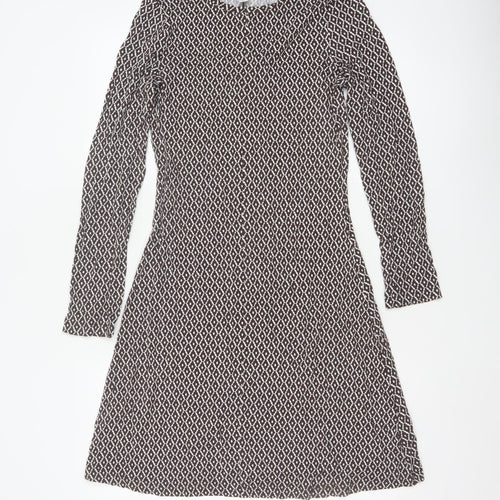 Marks and Spencer Women Brown Geometric Fit & Flare Dress UK 6
