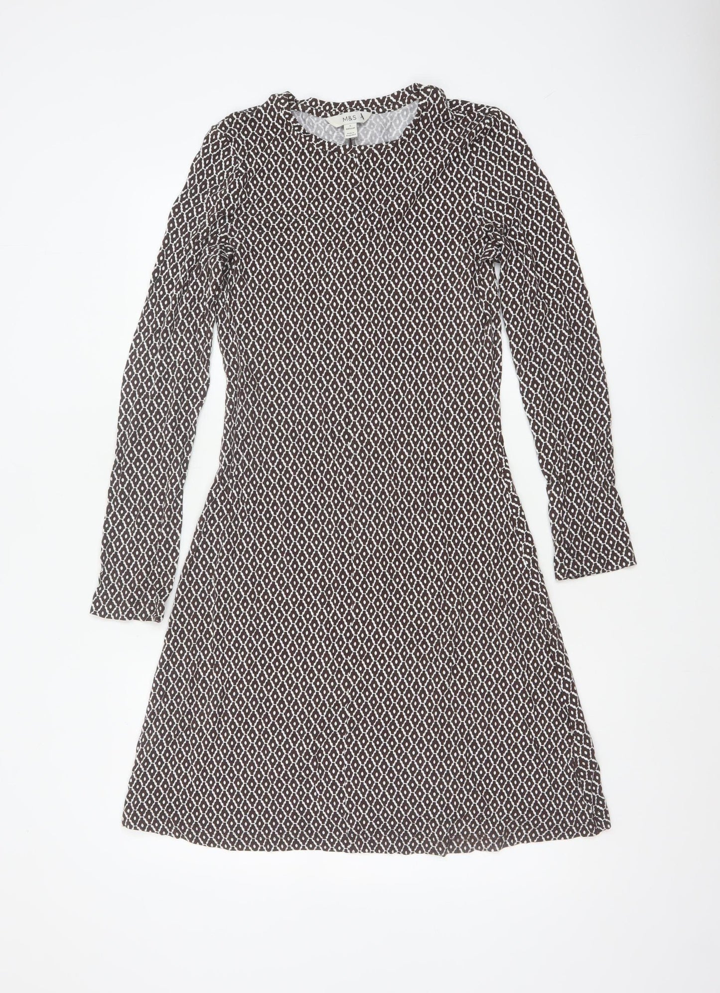 Marks and Spencer Women Brown Geometric Fit & Flare Dress UK 6