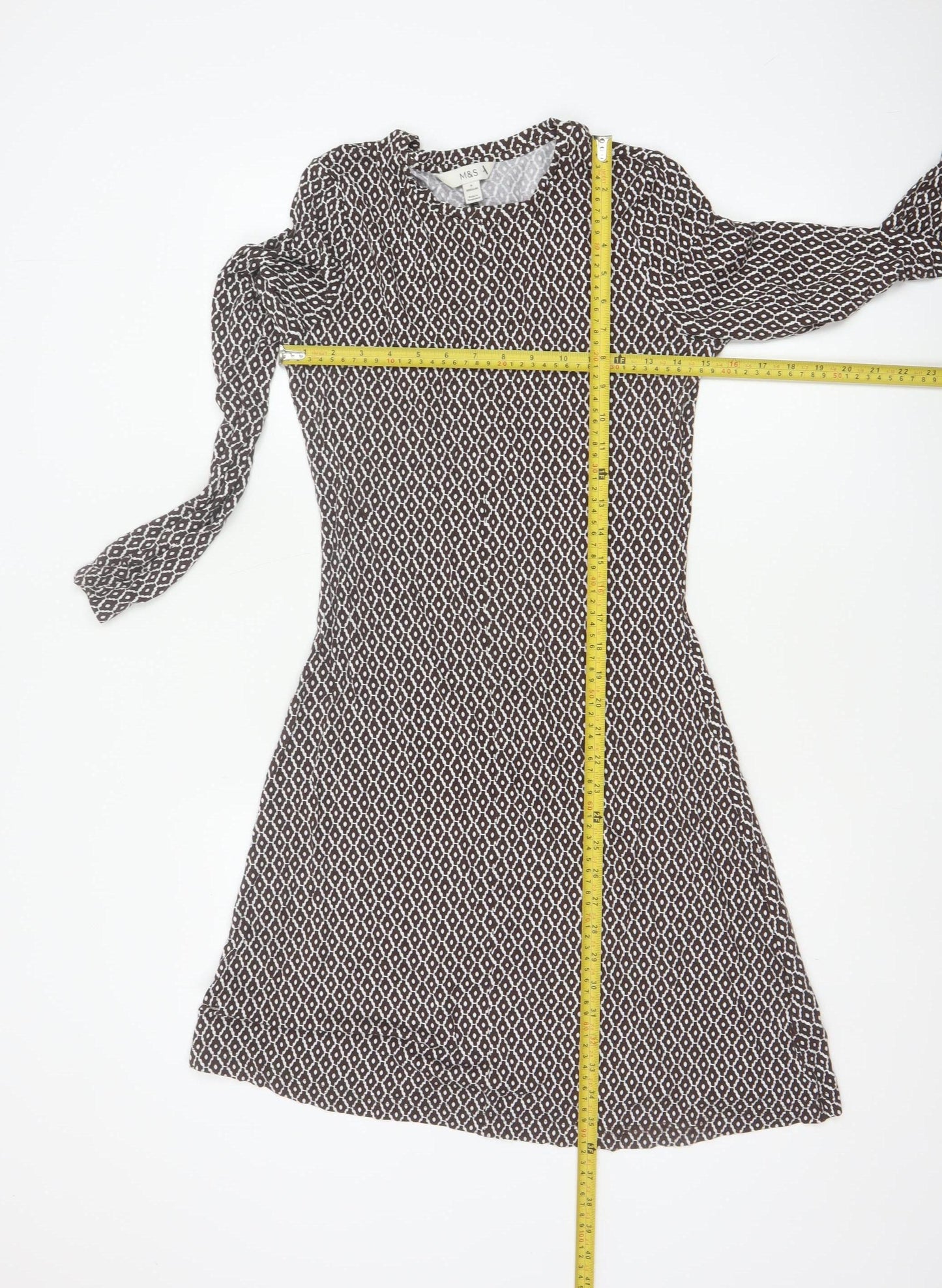 Marks and Spencer Women Brown Geometric Fit & Flare Dress UK 6