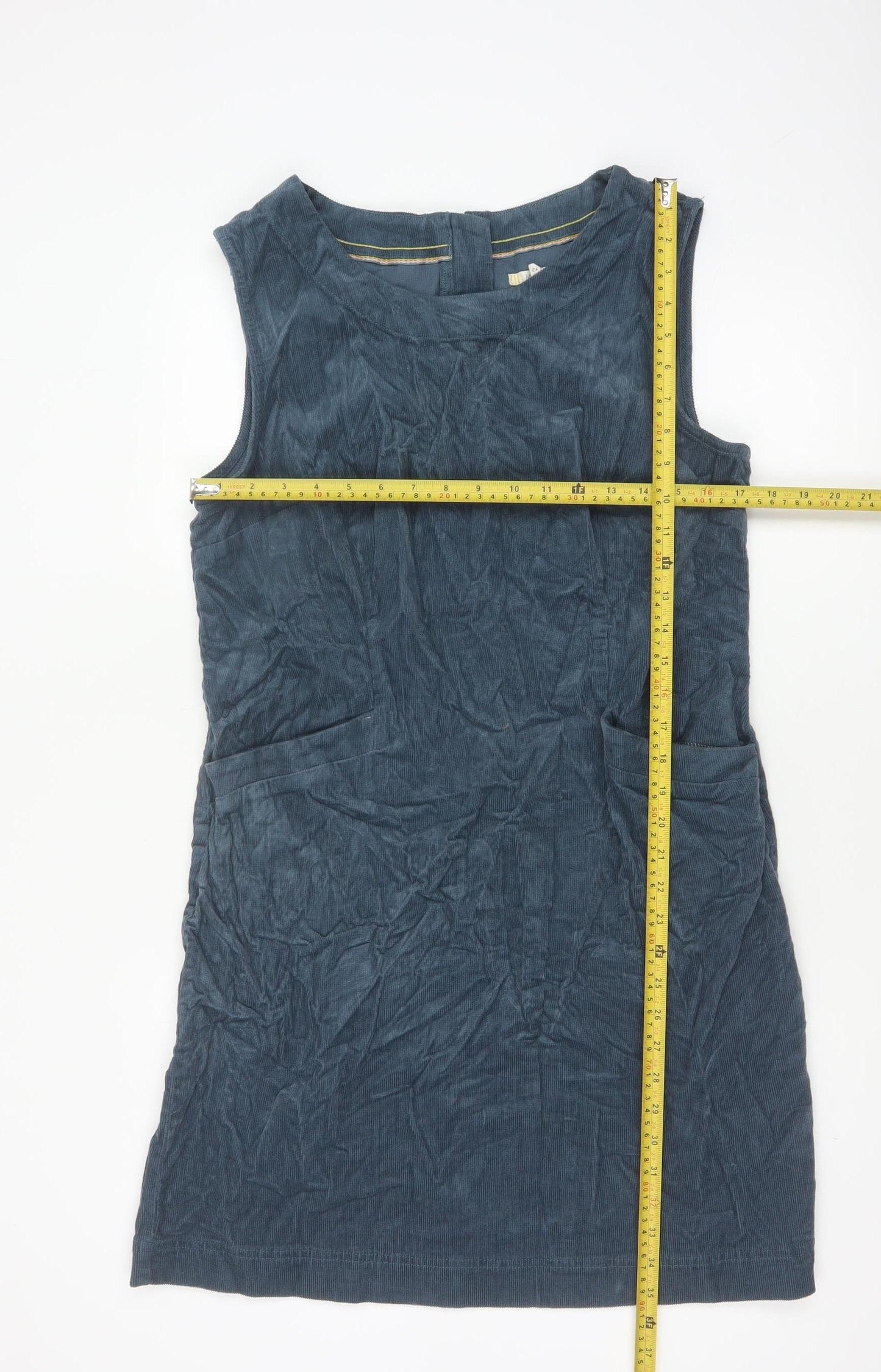 White Stuff Women Blue UK 14 Corduroy Shift Dress Sleeveless Pockets