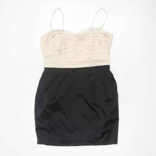 H&M Women Black Ivory UK 12 Bodycon Sweetheart Mini Party Dress