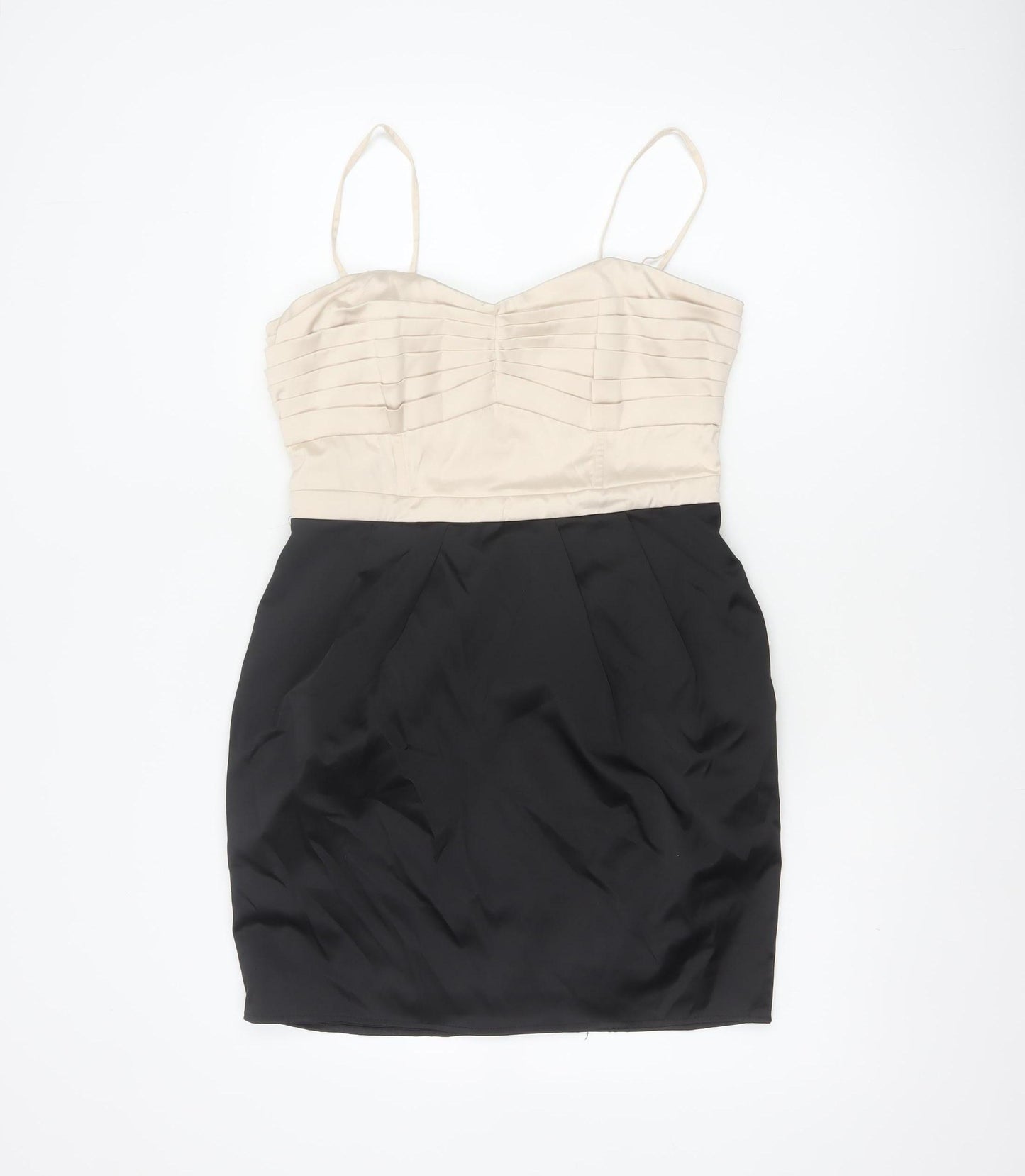 H&M Women Black Ivory UK 12 Bodycon Sweetheart Mini Party Dress