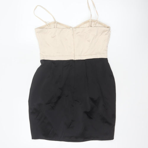 H&M Women Black Ivory UK 12 Bodycon Sweetheart Mini Party Dress