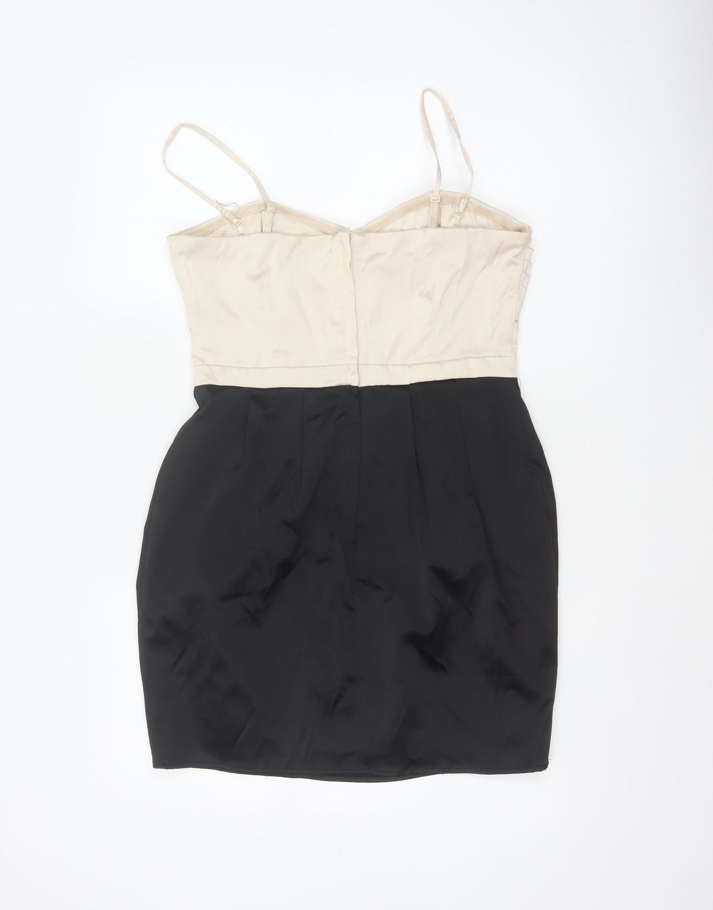 H&M Women Black Ivory UK 12 Bodycon Sweetheart Mini Party Dress