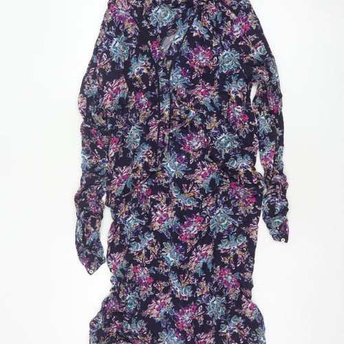 Marks and Spencer Women Multicoloured UK 14 Floral Midi Shirt Dress