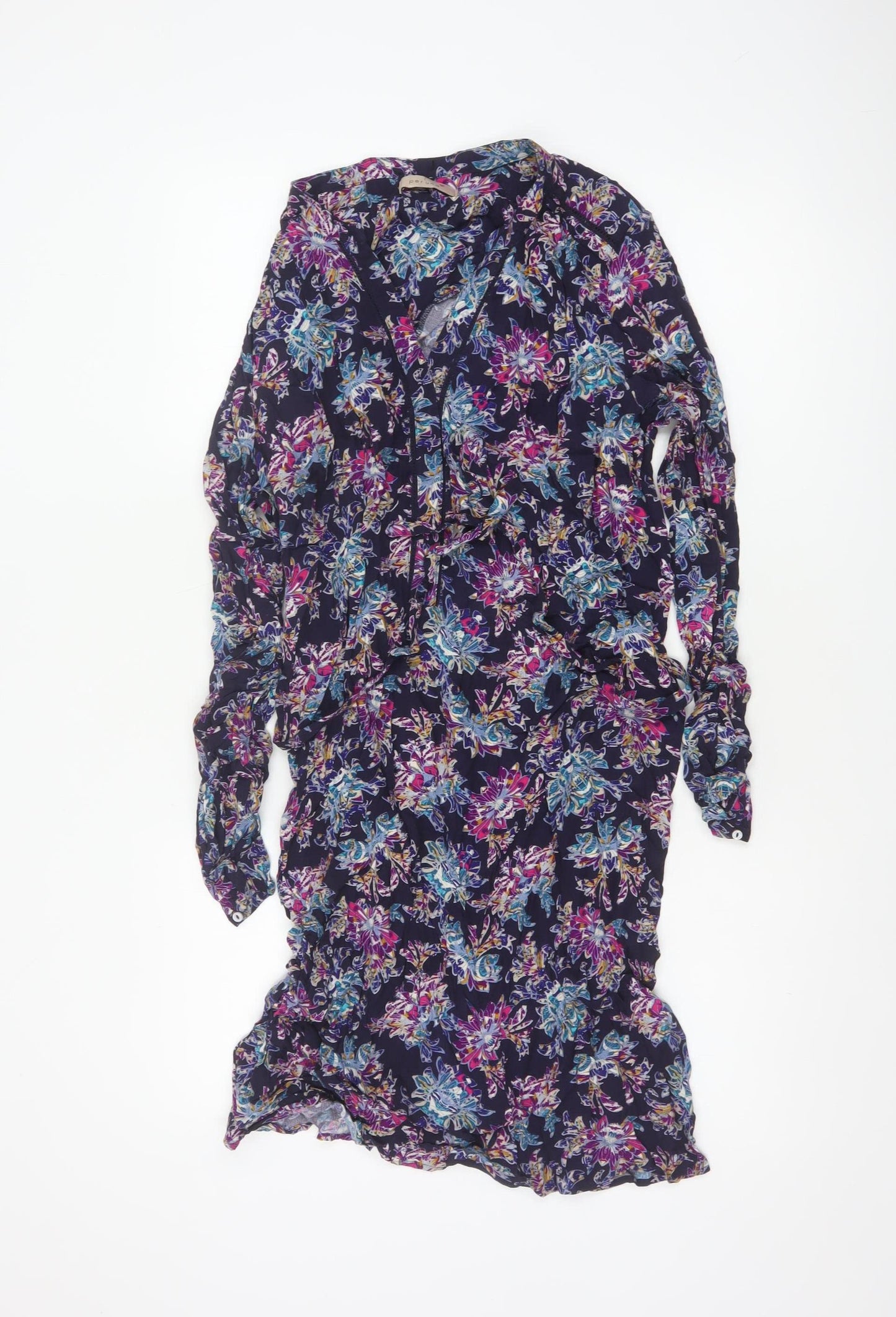 Marks and Spencer Women Multicoloured UK 14 Floral Midi Shirt Dress