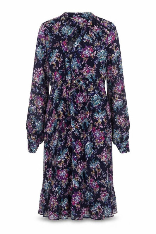 Front view of Marks & Spencer Women Multicoloured UK 14 Floral Midi Shirt Dress
