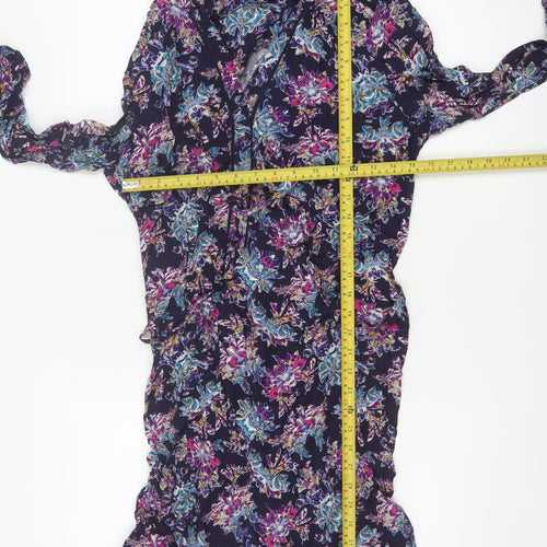 Marks and Spencer Women Multicoloured UK 14 Floral Midi Shirt Dress
