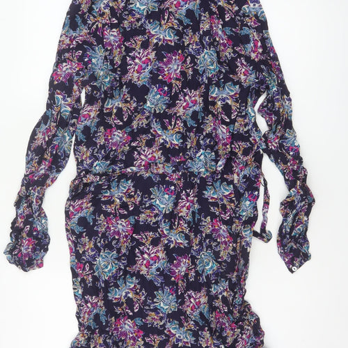 Marks and Spencer Women Multicoloured UK 14 Floral Midi Shirt Dress