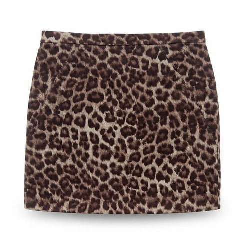 River Island Women Brown Leopard Print Size 10 Mini Pencil Skirt Zip