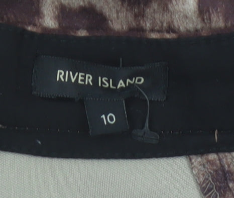 River Island Women Brown Leopard Print Size 10 Mini Pencil Skirt Zip