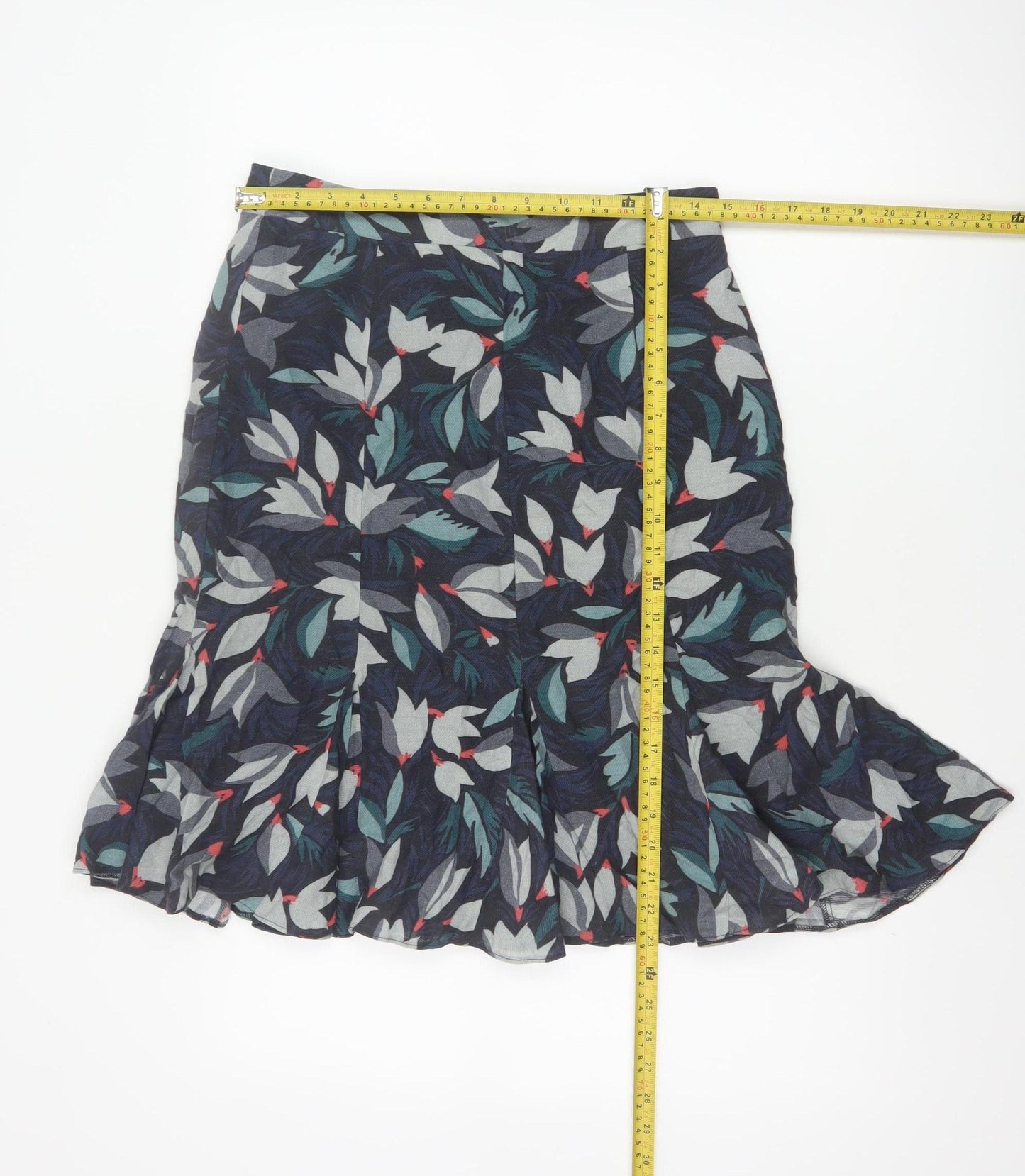 Brora Women Multicoloured Floral UK 10 Knee Length Flared Ruffle Skirt