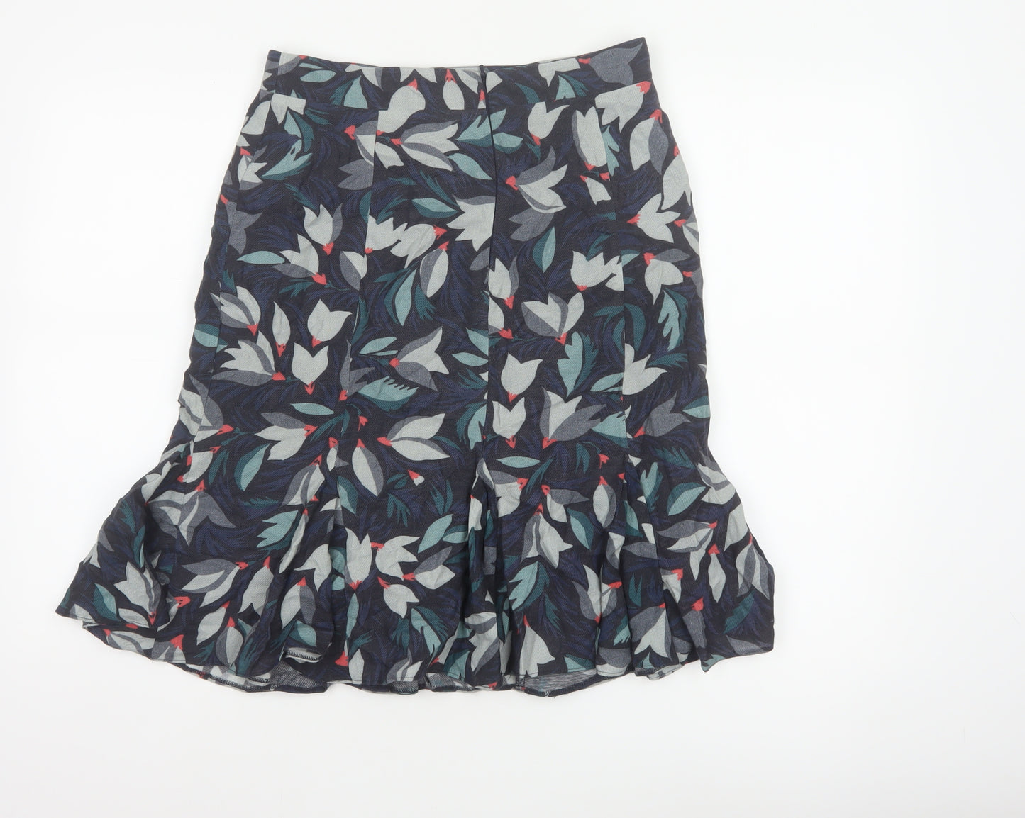 Brora Women Multicoloured Floral UK 10 Knee Length Flared Ruffle Skirt