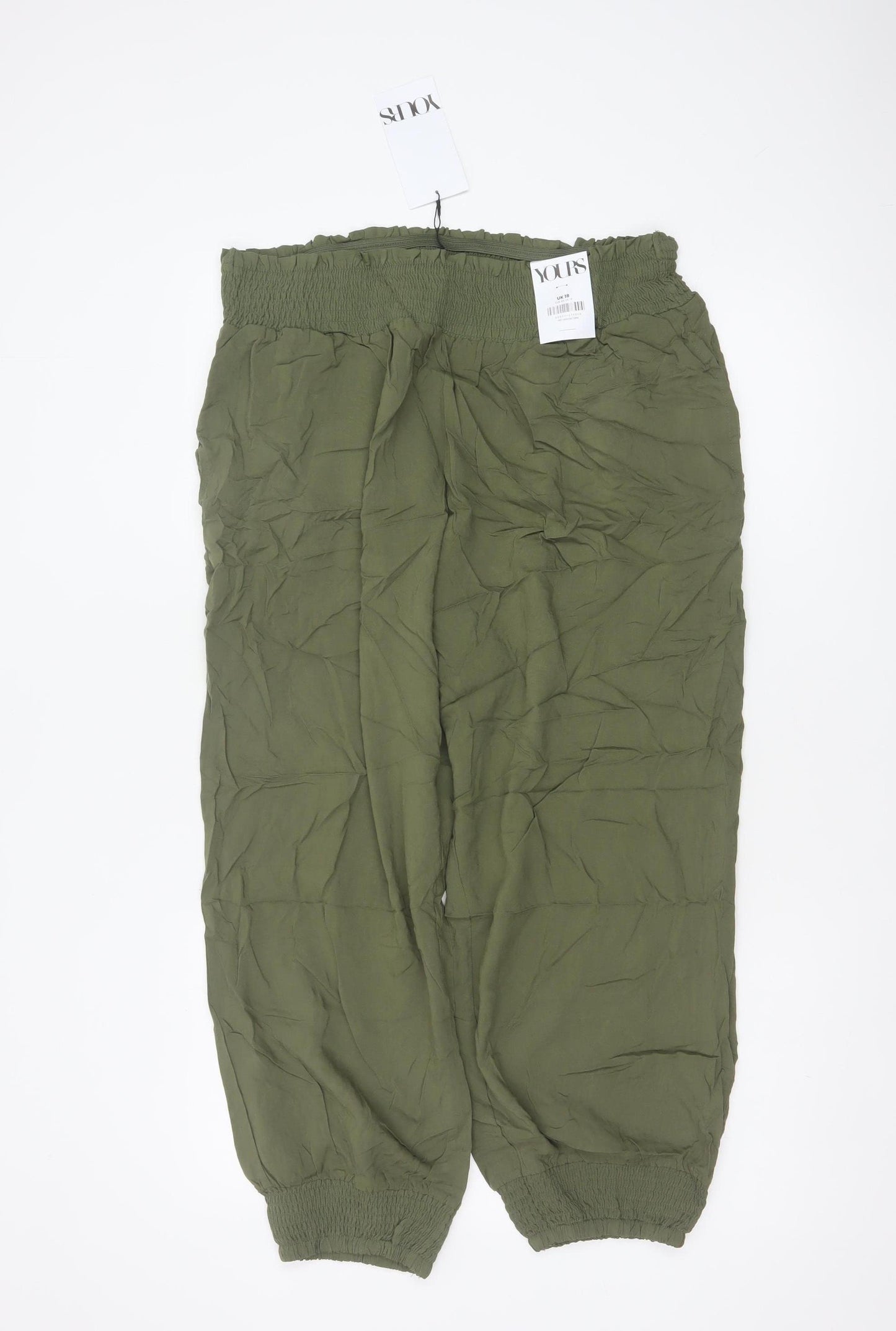 Yours Women Green UK 18 Viscose Harem Trousers Elasticated Drawstring