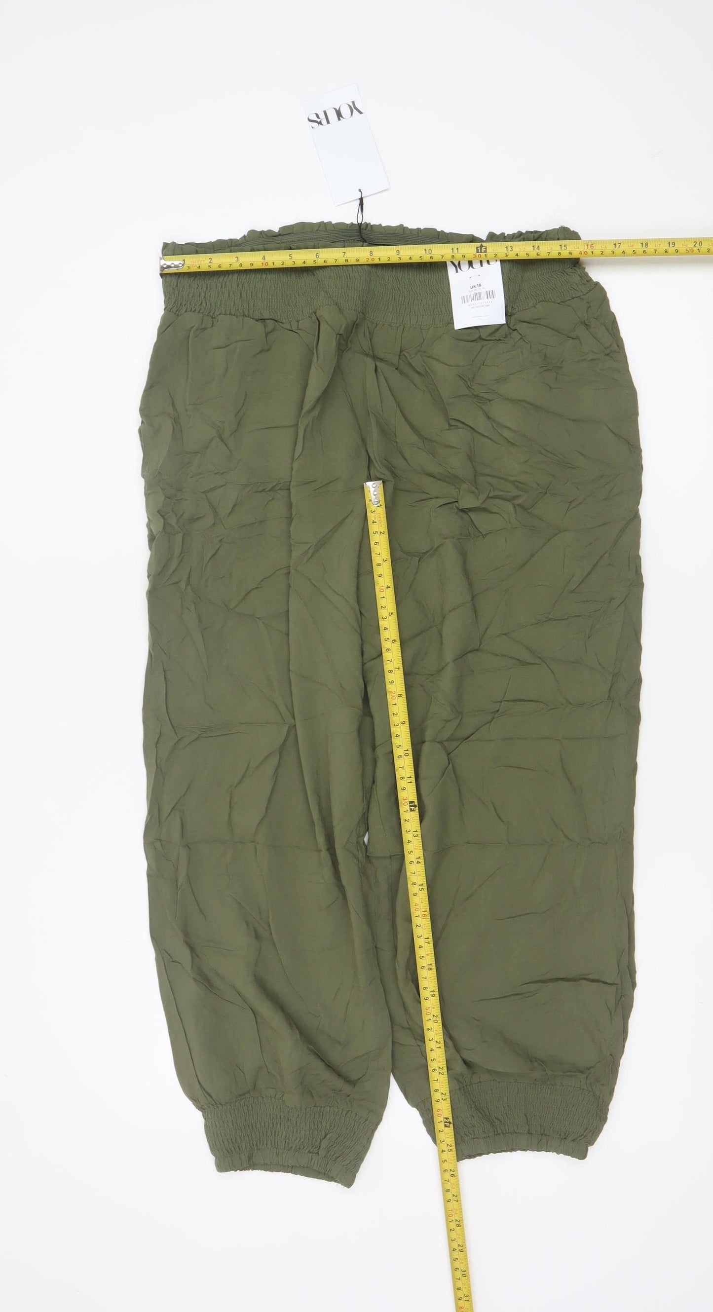 Yours Women Green UK 18 Viscose Harem Trousers Elasticated Drawstring