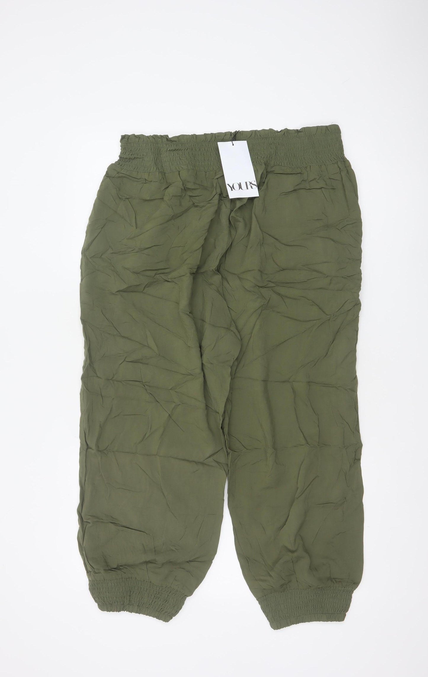 Yours Women Green UK 18 Viscose Harem Trousers Elasticated Drawstring