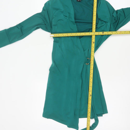 Karen Millen Women Green UK 10 Fit & Flare Belted V-Neck Dress