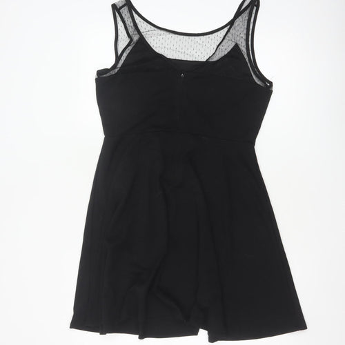 Hot Topic Women Black XL Cat Mesh Skater Dress Gothic