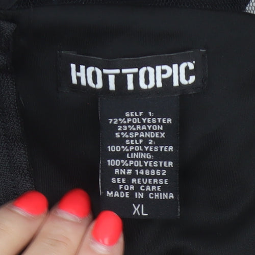 Hot Topic Women Black XL Cat Mesh Skater Dress Gothic