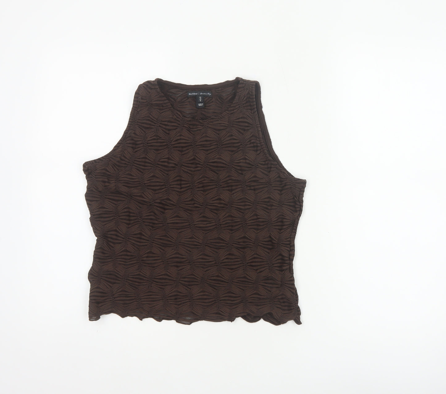 River Island Women Brown UK 12 Sheer Textured Stretch Tank Top