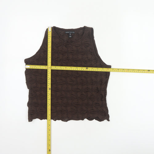 River Island Women Brown UK 12 Sheer Textured Stretch Tank Top