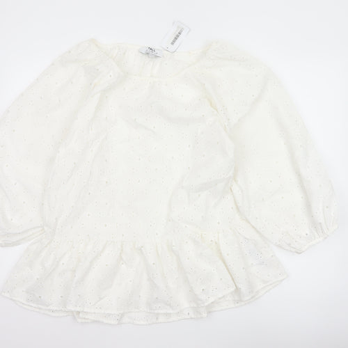 Dorothy Perkins Women Ivory UK 10 Tall Basic Broderie Blouse