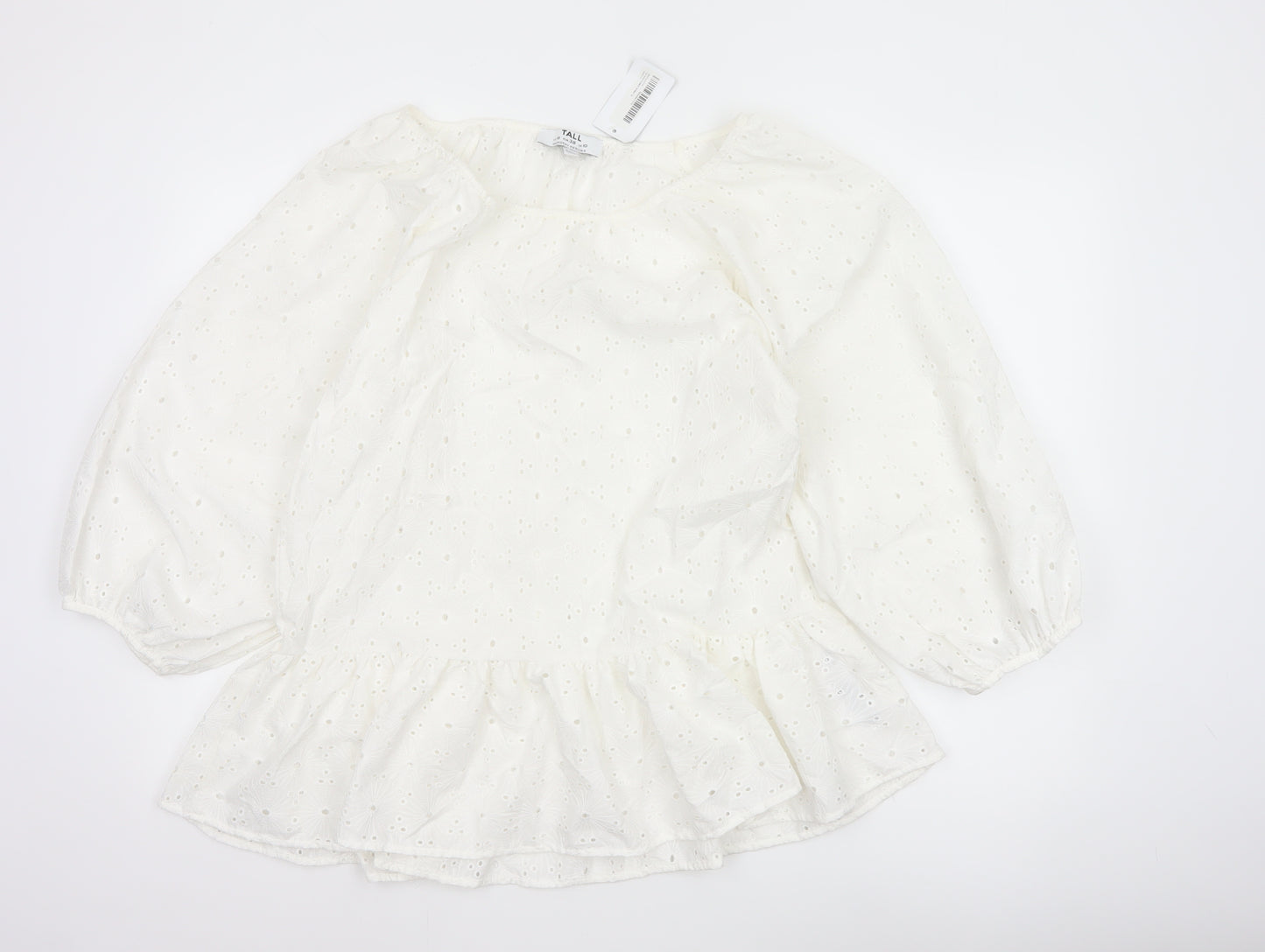 Dorothy Perkins Women Ivory UK 10 Tall Basic Broderie Blouse