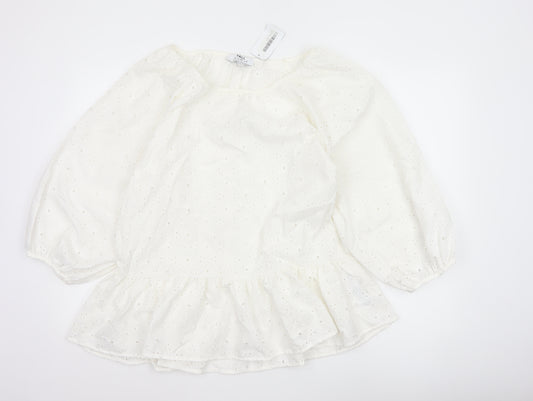 Dorothy Perkins Women Ivory UK 10 Tall Basic Broderie Blouse