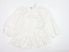 Dorothy Perkins Women Ivory UK 10 Tall Basic Broderie Blouse