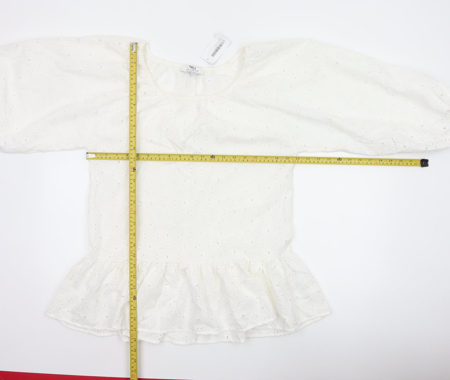 Dorothy Perkins Women Ivory UK 10 Tall Basic Broderie Blouse