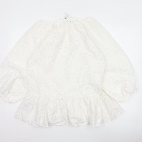 Dorothy Perkins Women Ivory UK 10 Tall Basic Broderie Blouse