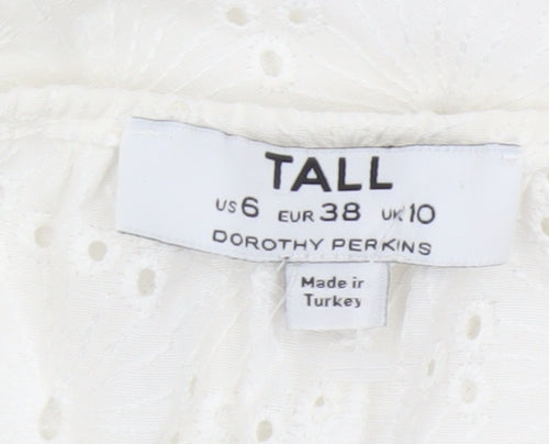 Dorothy Perkins Women Ivory UK 10 Tall Basic Broderie Blouse