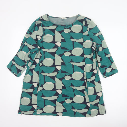 Seasalt Cornwall Women Green Geometric Jersey Tunic Top UK 16