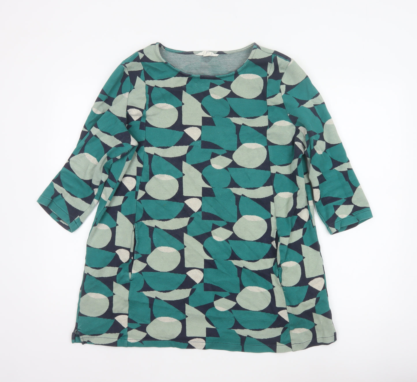 Seasalt Cornwall Women Green Geometric Jersey Tunic Top UK 16
