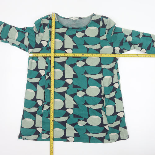 Seasalt Cornwall Women Green Geometric Jersey Tunic Top UK 16