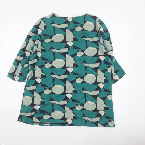 Seasalt Cornwall Women Green Geometric Jersey Tunic Top UK 16