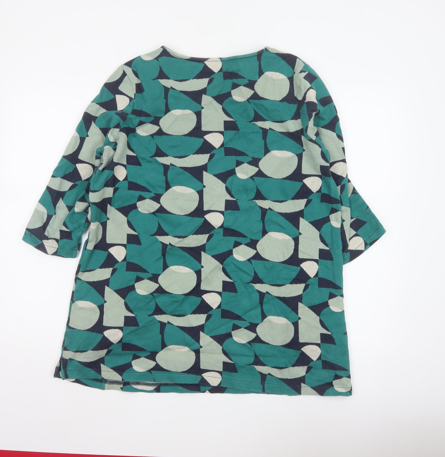 Seasalt Cornwall Women Green Geometric Jersey Tunic Top UK 16