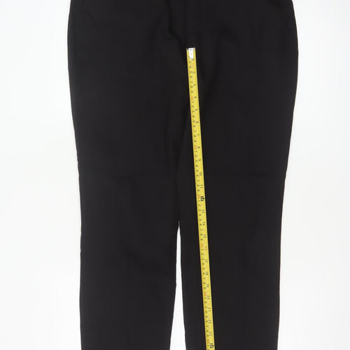 Zara Basic Women Black UK 16 Straight Leg Stretch Trousers