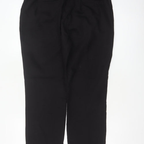 Zara Basic Women Black UK 16 Straight Leg Stretch Trousers