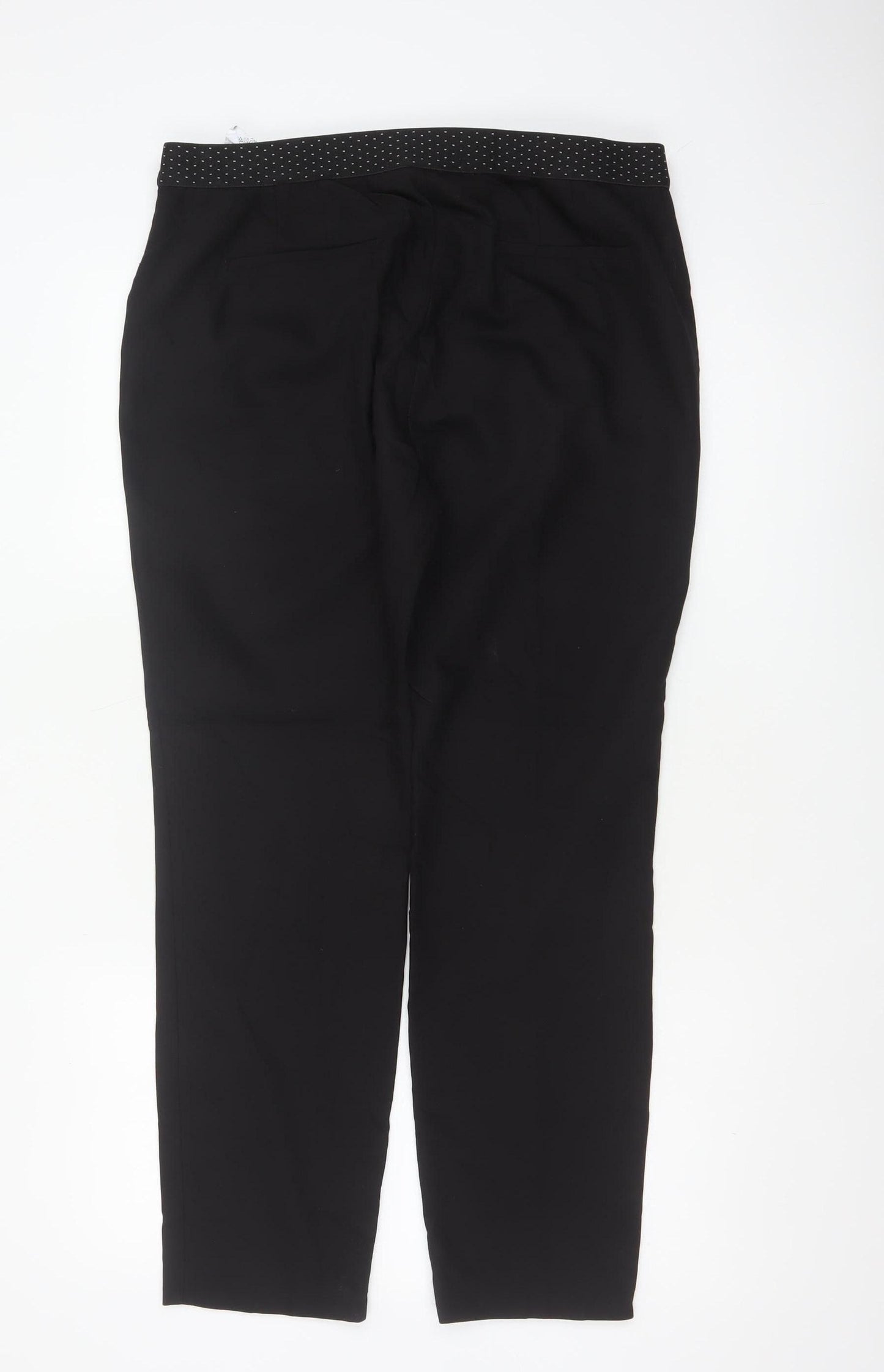 Zara Basic Women Black UK 16 Straight Leg Stretch Trousers
