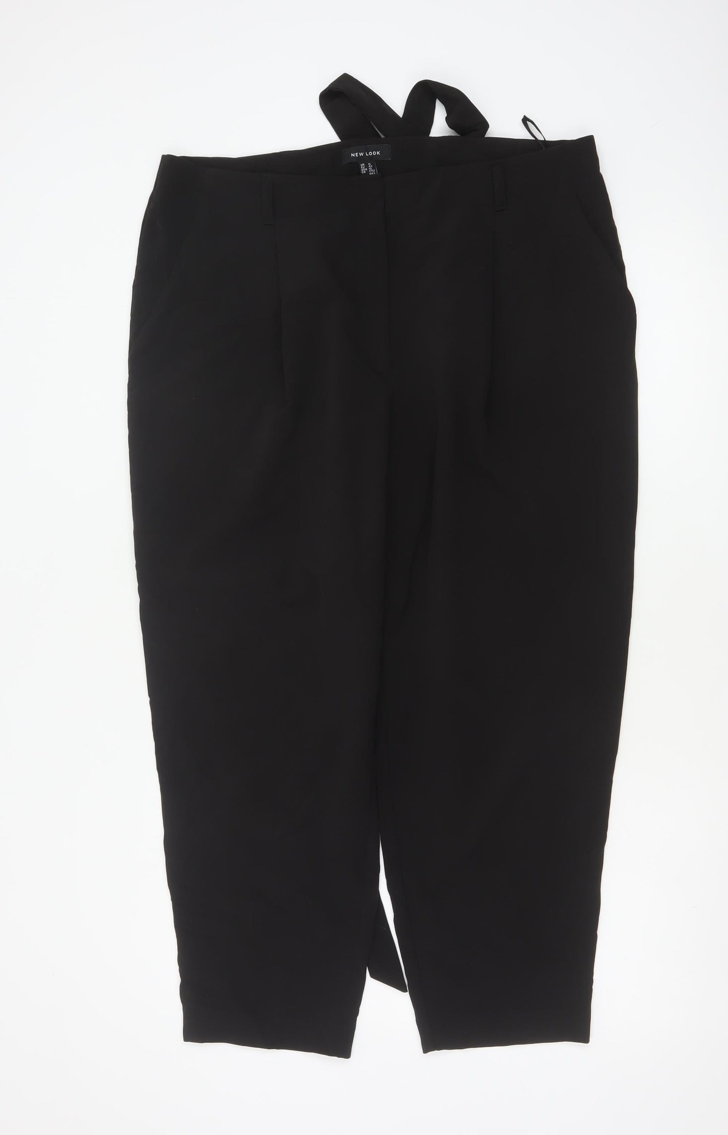 New Look Women’s Black UK 16 Tapered Tie Belt Dress Trousers