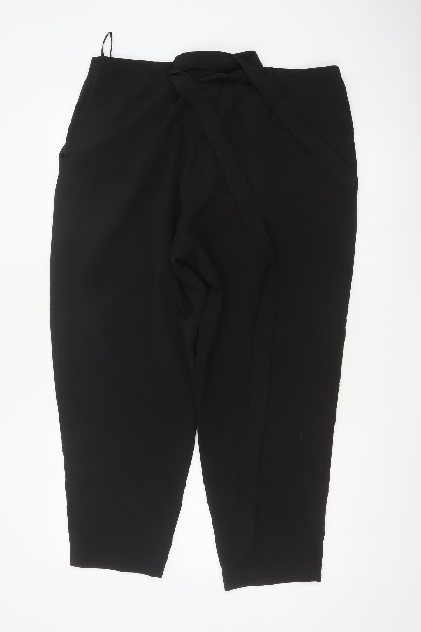 New Look Women’s Black UK 16 Tapered Tie Belt Dress Trousers