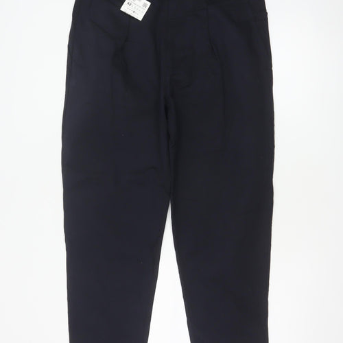Zara Women Black UK 14 Carrot Fit Tapered Tailored Trousers
