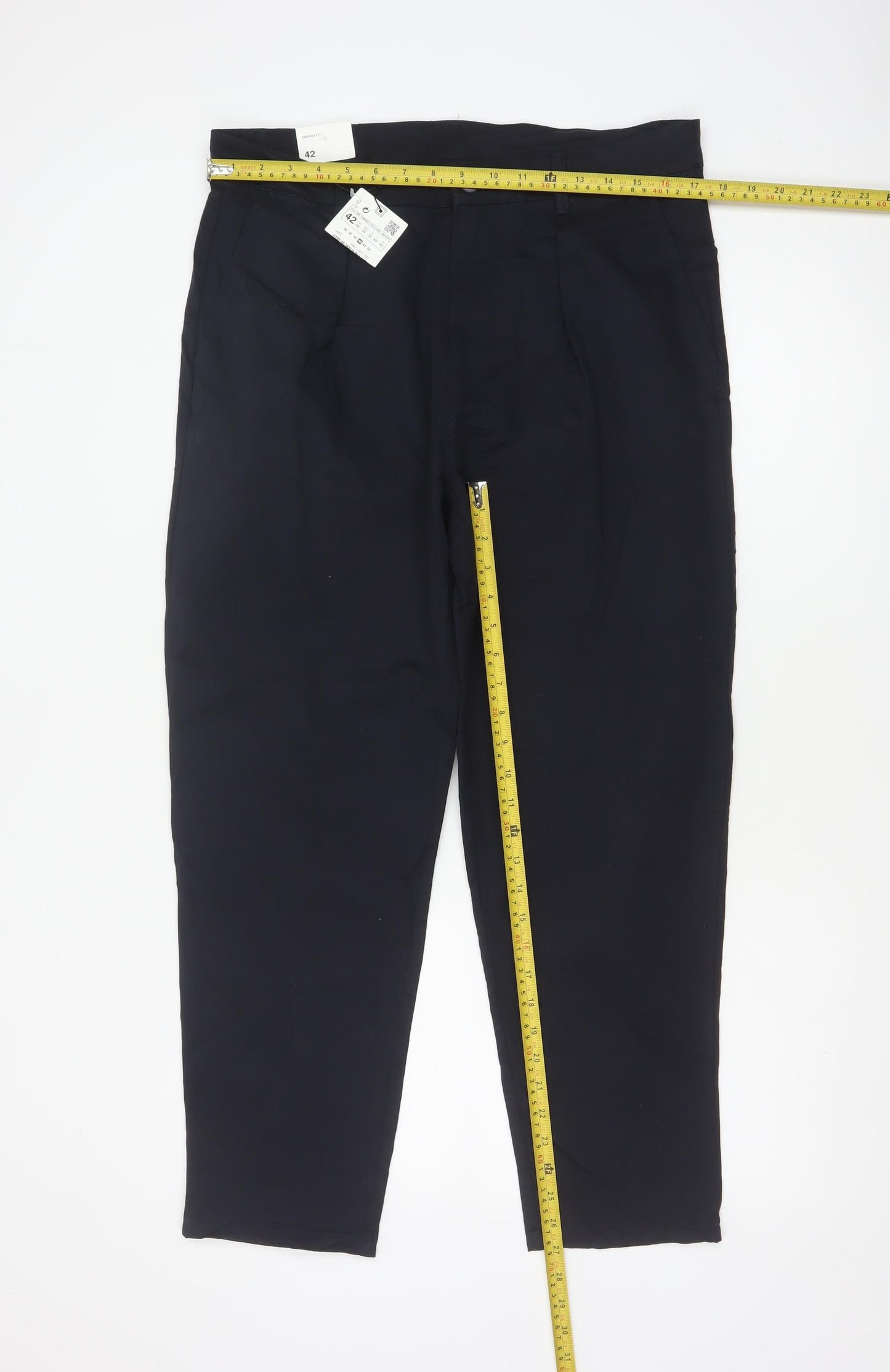 Zara Women Black UK 14 Carrot Fit Tapered Tailored Trousers