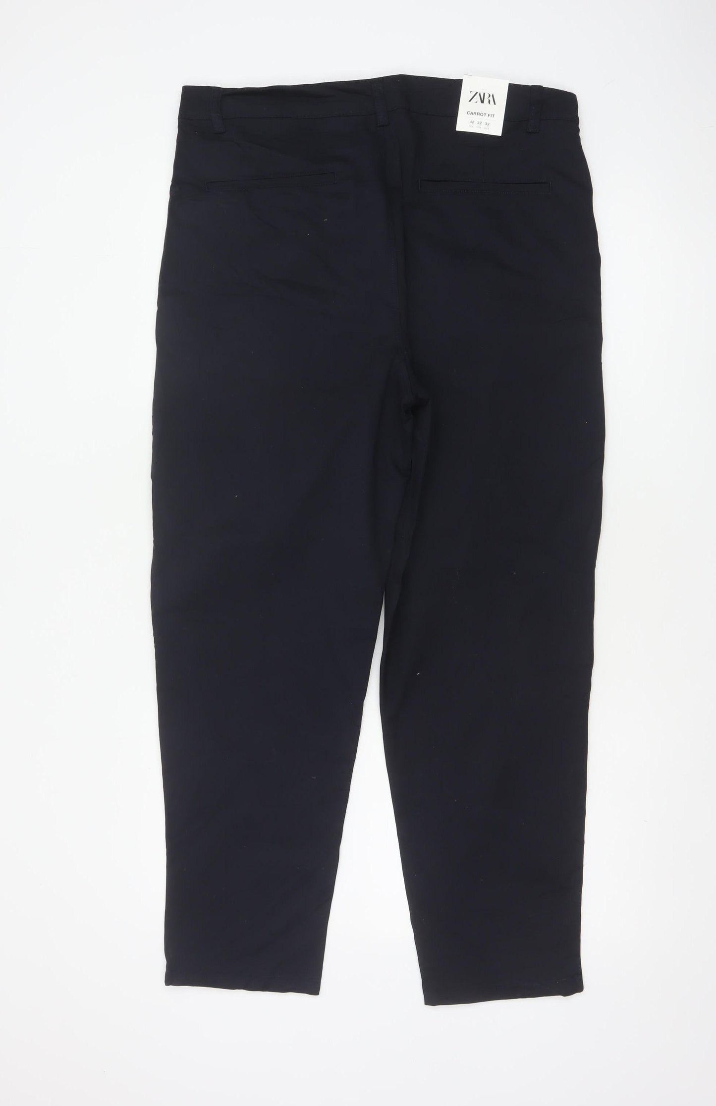 Zara Women Black UK 14 Carrot Fit Tapered Tailored Trousers