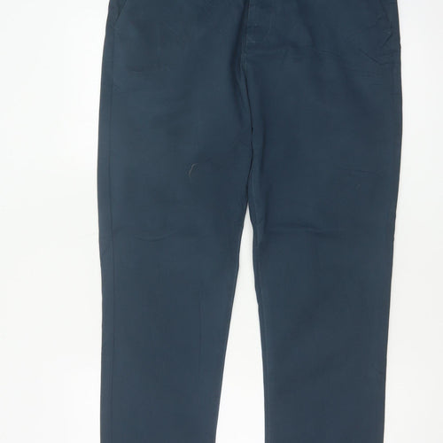 Next Men's Blue 32L Slim Stretch Chino Trousers Cotton