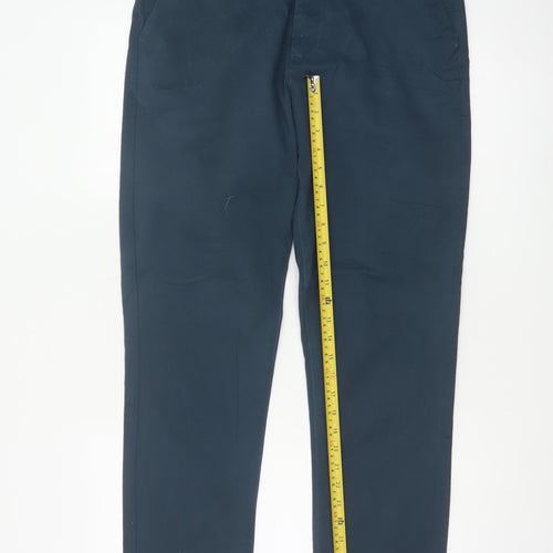 Next Men's Blue 32L Slim Stretch Chino Trousers Cotton