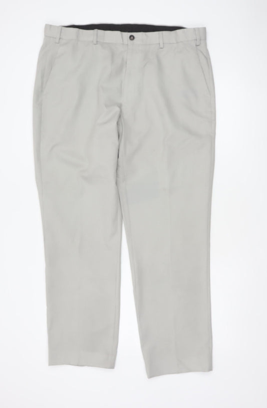 Marks & Spencer Men's Grey 40R Regular Fit Dress Trousers